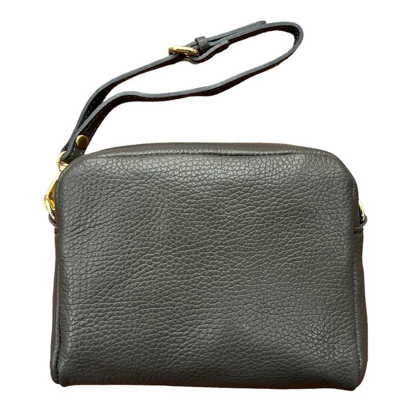 Italian Leather Box Bag in Dark Grey PS439 back