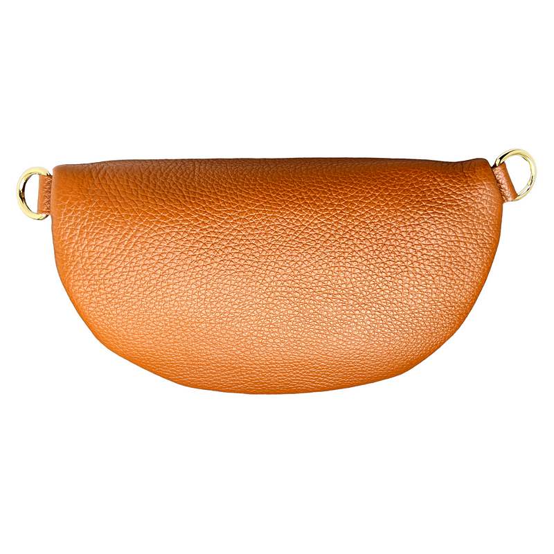 Italian Leather Crescent Bag in Dark Tan back