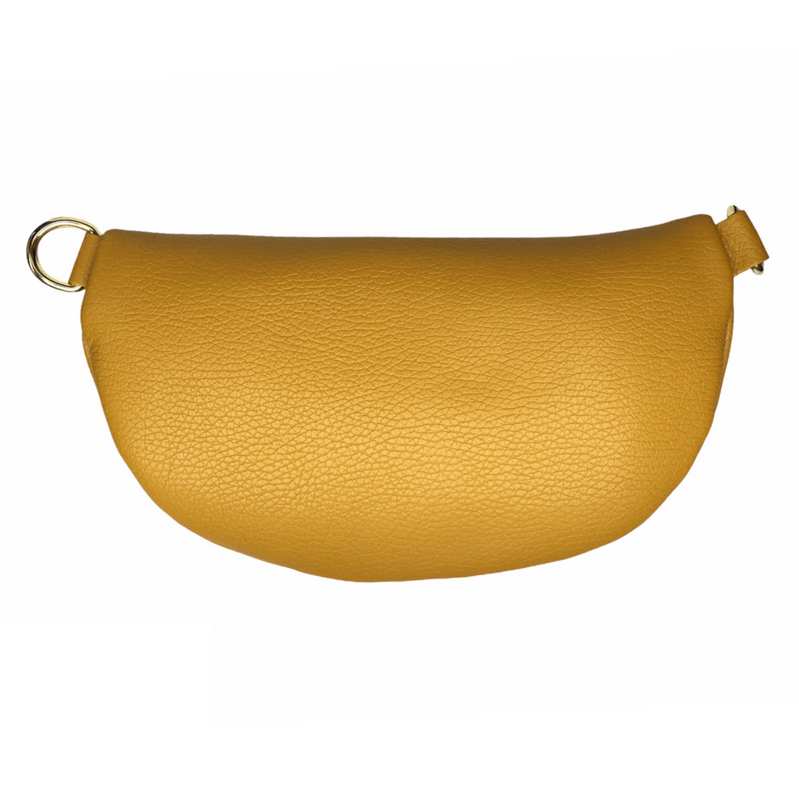 Italian Leather Crescent Bumbag in Gorse Yellow back