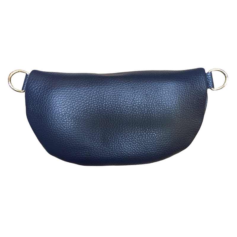 Italian Leather Crescent Bumbag in Navy back