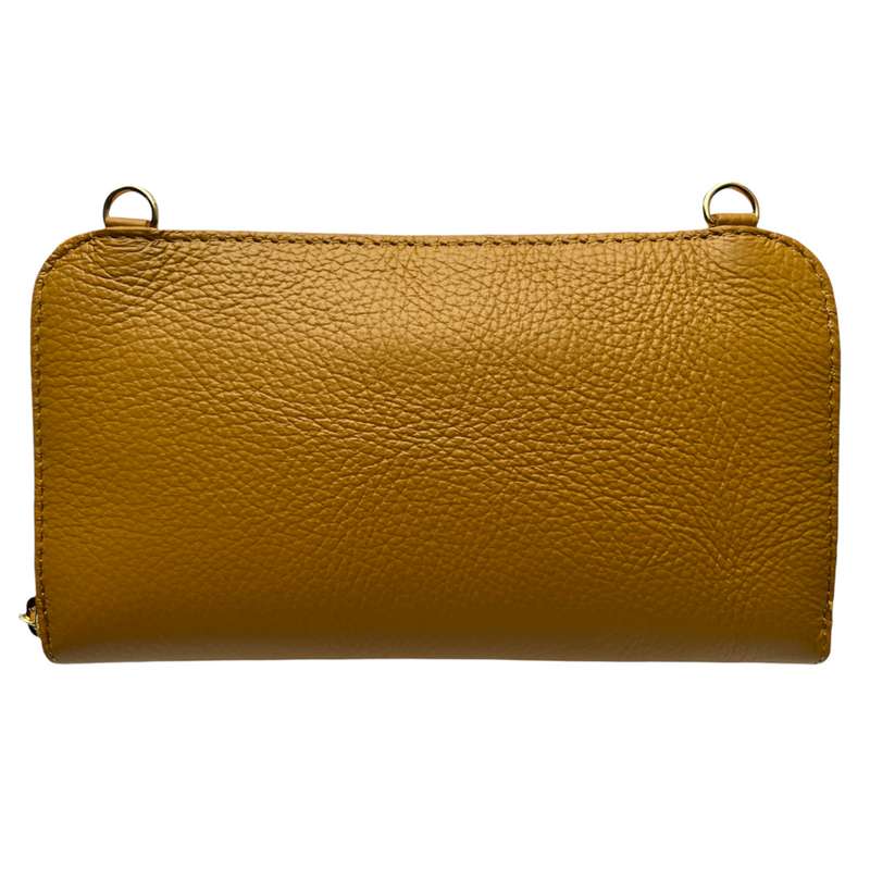 Italian Leather Cross-Body Bag PS469-Mustard back