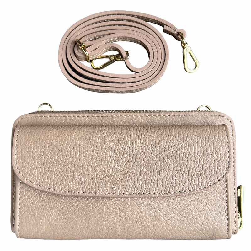 Italian Leather Cross-Body Bag Smoke Rose PS469 with strap