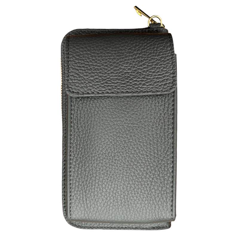 Italian Leather Cross-Body Purse Dark Grey PS462 front