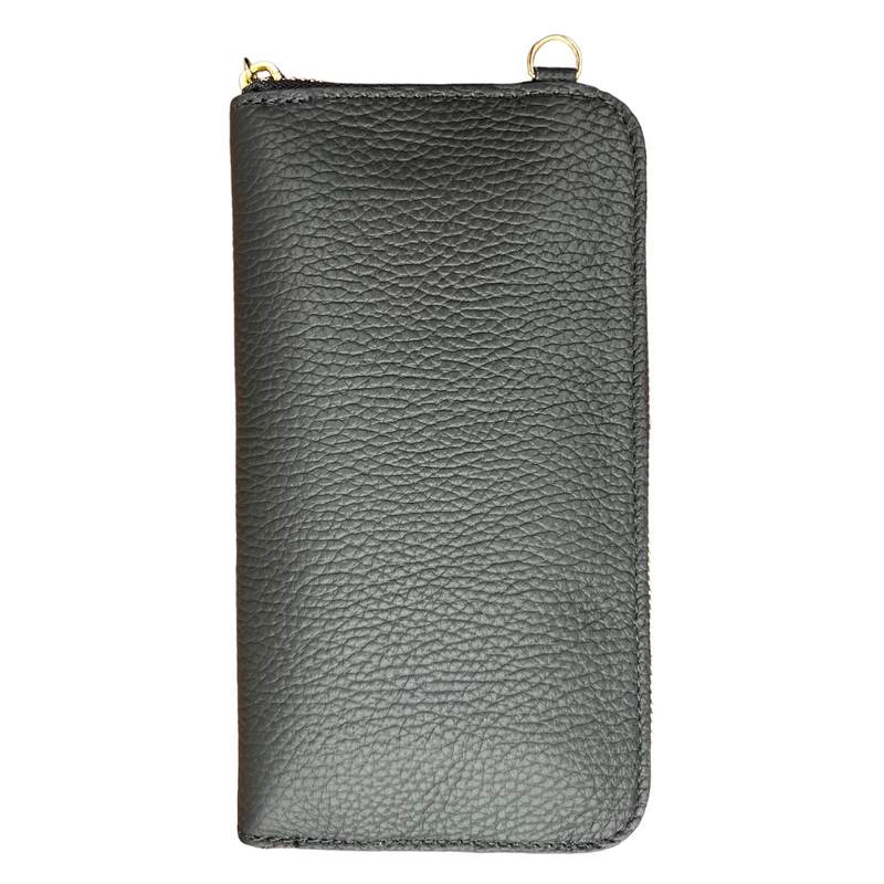 Italian Leather Cross-Body Purse Dark Grey PS462 back