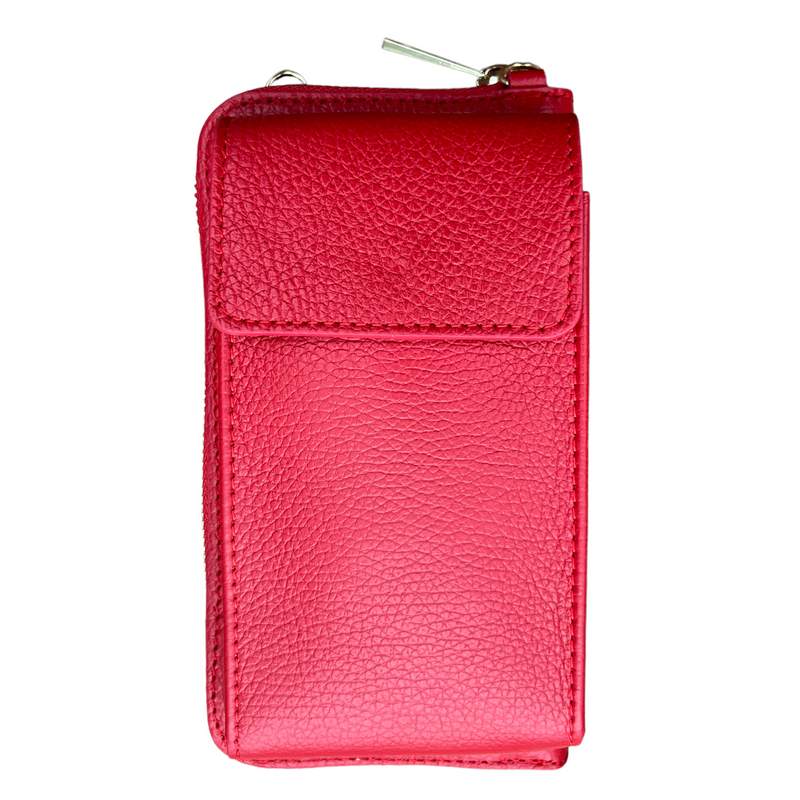 Italian Leather Cross-Body Purse Red PS462 front