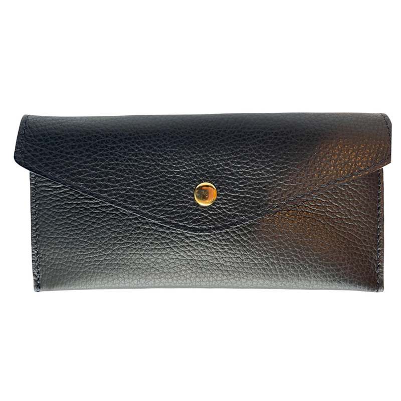 Italian Leather Envelope Purse Navy PW470 front