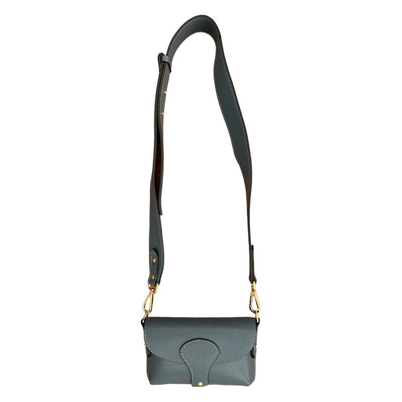 Italian Leather Mini Handbag in Denim Blue main