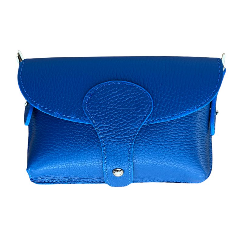 Italian Leather Mini Handbag in Royal Blue front