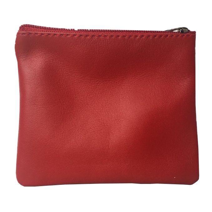 Italian Leather Coin Purse Berry Red back