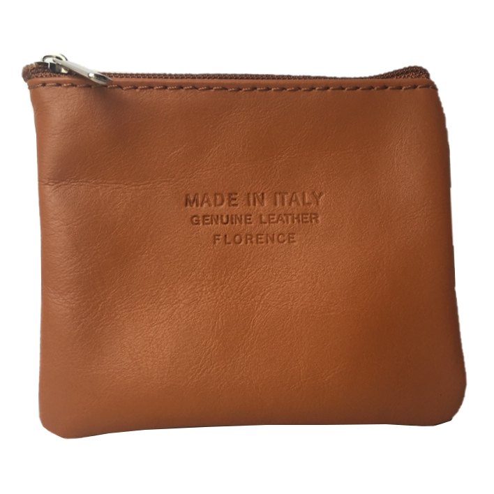 Italian Leather Coin Purse Tan front
