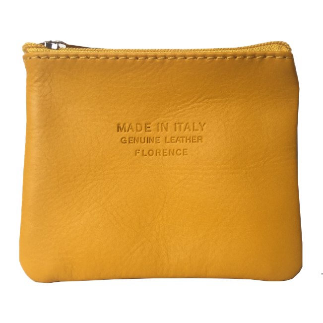 Italian Leather Coin Purse Gorse Yellow front