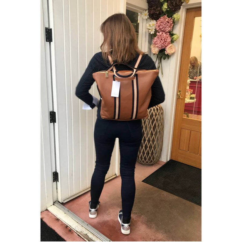 Italian Leather Multi Shoulder & Backpack on model back