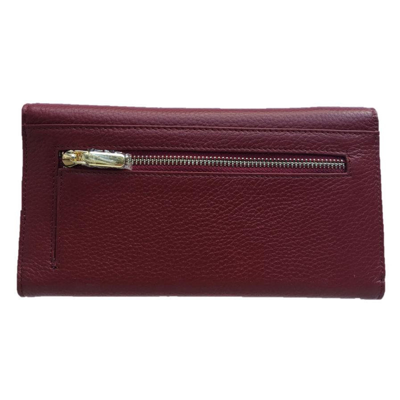 Italian Leather Purse in Berry Red back
