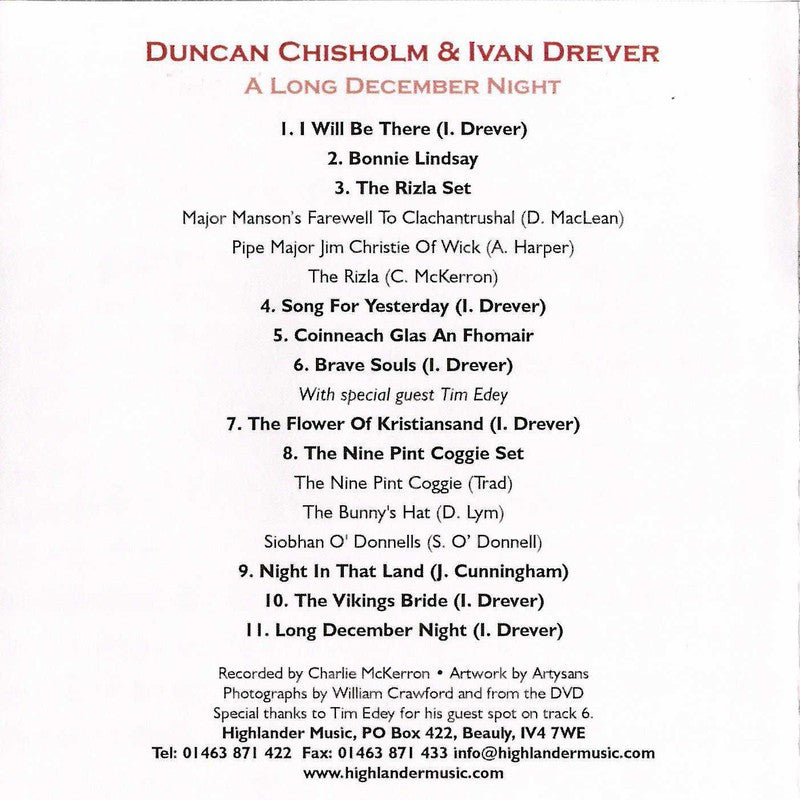 Ivan Drever & Duncan Chisholm - Long December Night CD inside cover