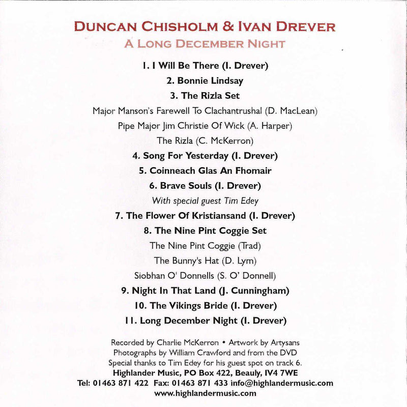 Ivan Drever & Duncan Chisholm - Long December Night CD inside cover