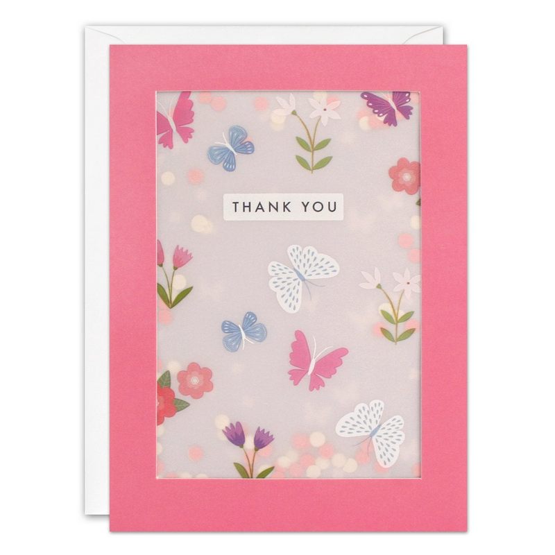 James Ellis Butterfly Thank You Paper Shakies Card PL3528 front