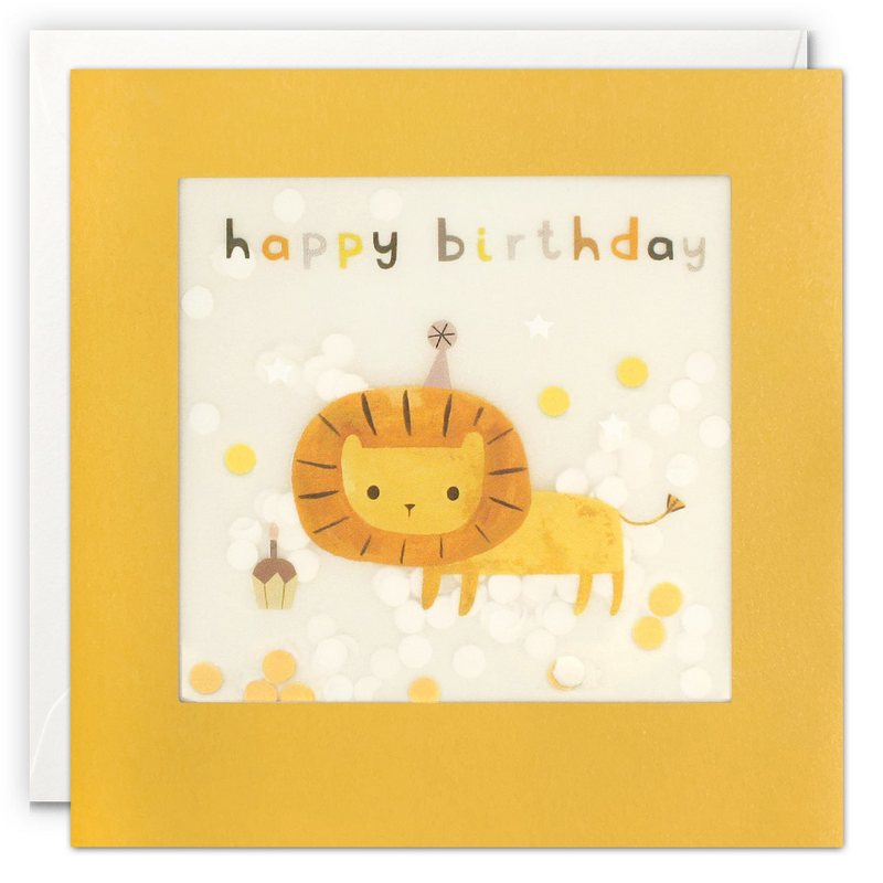 James Ellis Happy Birthday Lion Paper Shakies Card PP3339 front