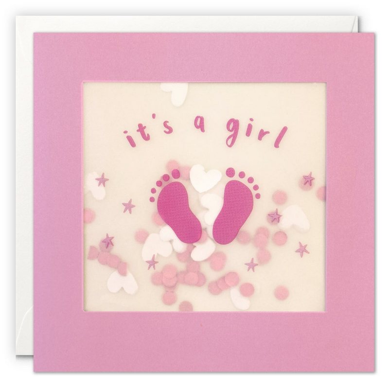 James Ellis Its A Girl Footprints Card PP3665 front