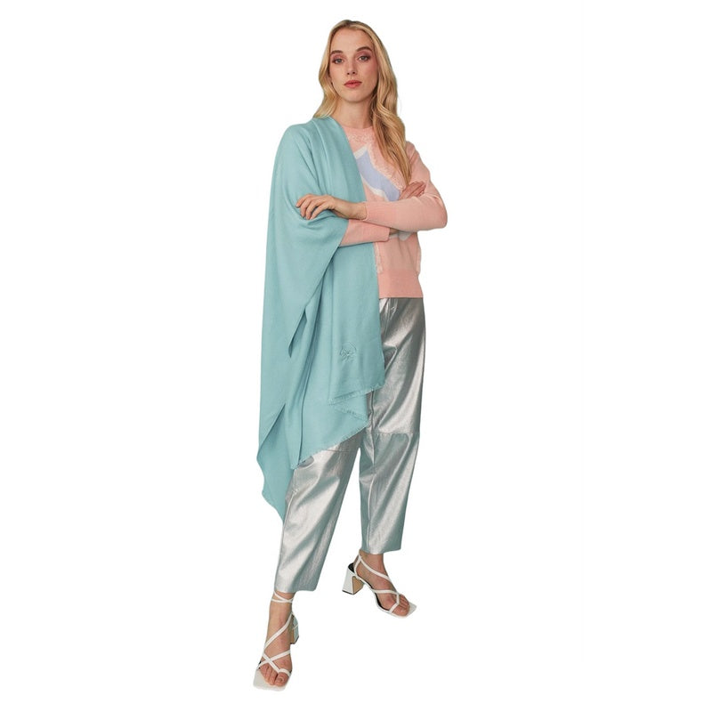 Jayley Cashmere Blend Wrap Turquoise CST95A-07S on model
