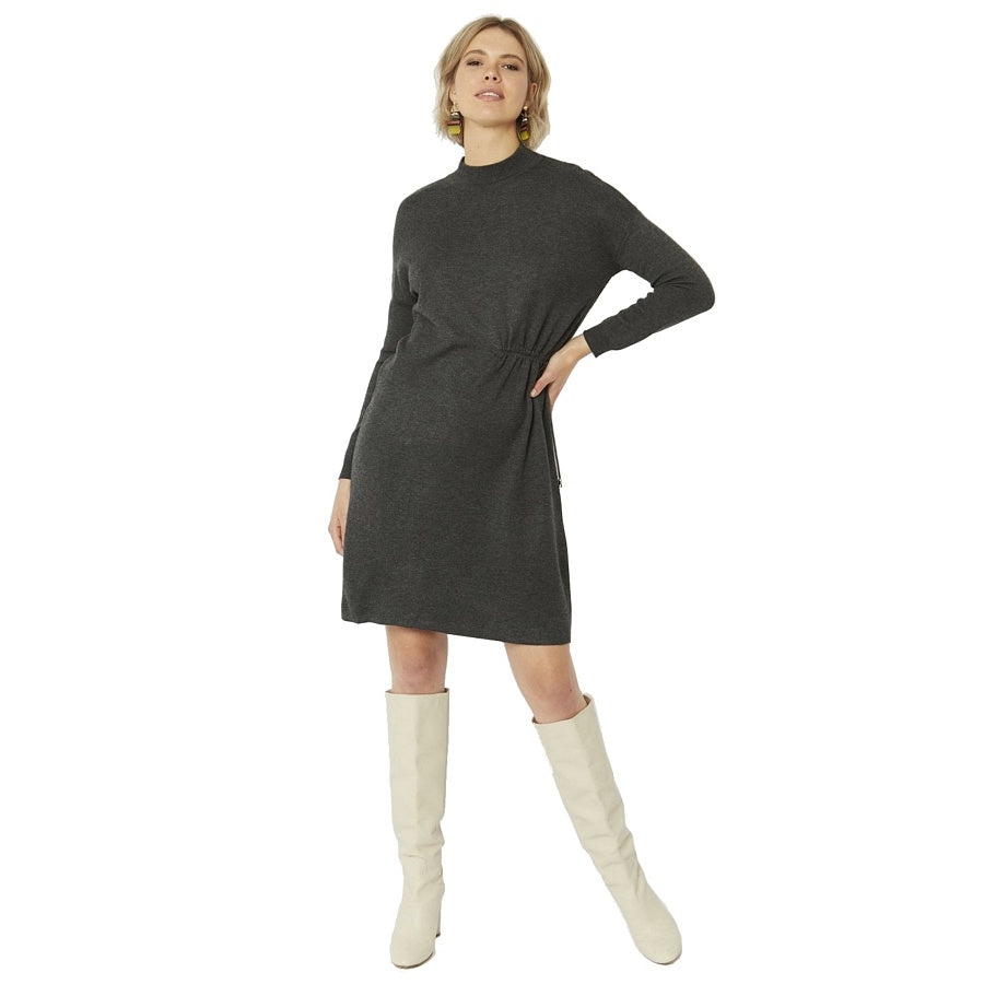 Jayley Cashmere Blend Dress in Grey on model front