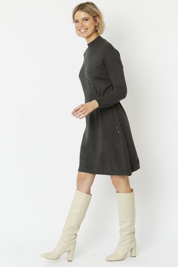 Jayley Cashmere Blend Dress in Grey on model side