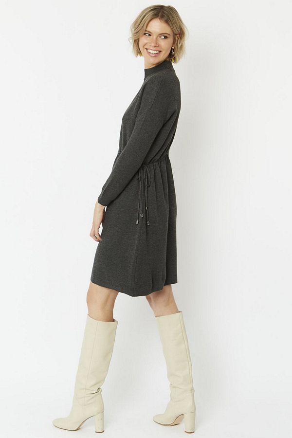 Jayley Cashmere Blend Dress in Grey on model side