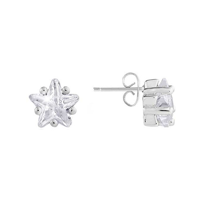 Joma Jewellery Astra Star Crystal Silver-plated Stud Earrings 3926 front & side
