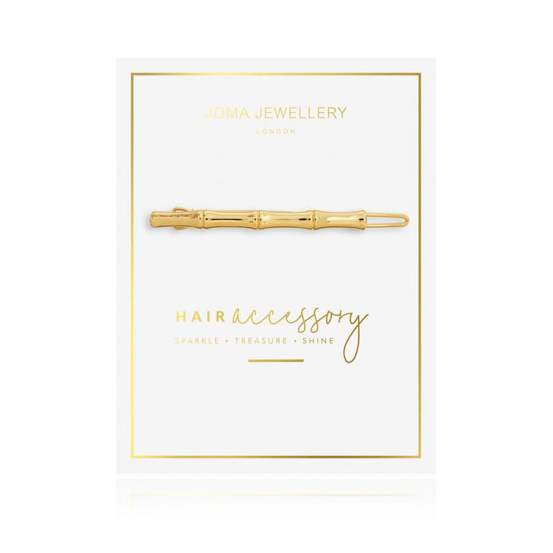 Joma Jewellery Bamboo Gold Bar Hair Clip 3674 on card