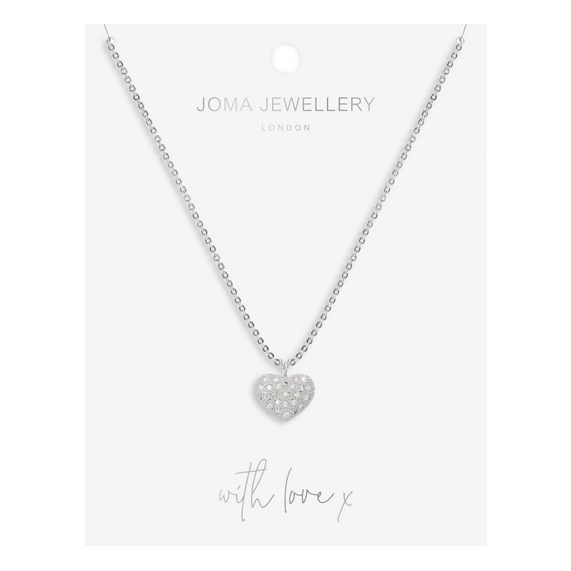 Joma Jewellery Bella Pave Heart Necklace 4794 on card
