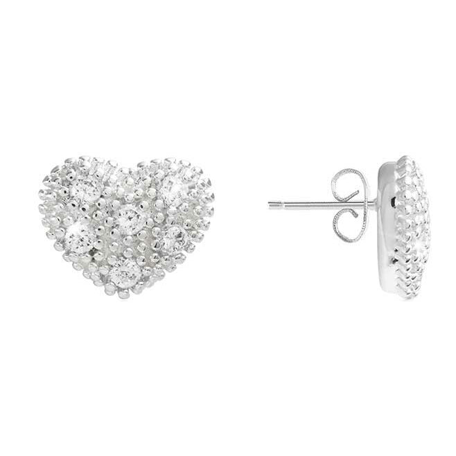 Joma Jewellery Bella Pave Heart Stud Earrings 3911 front & side