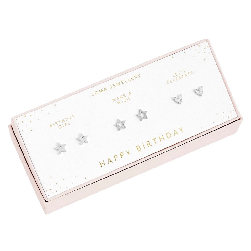 Joma Jewellery Celebration Earring Set Happy Birthday 5611 in box