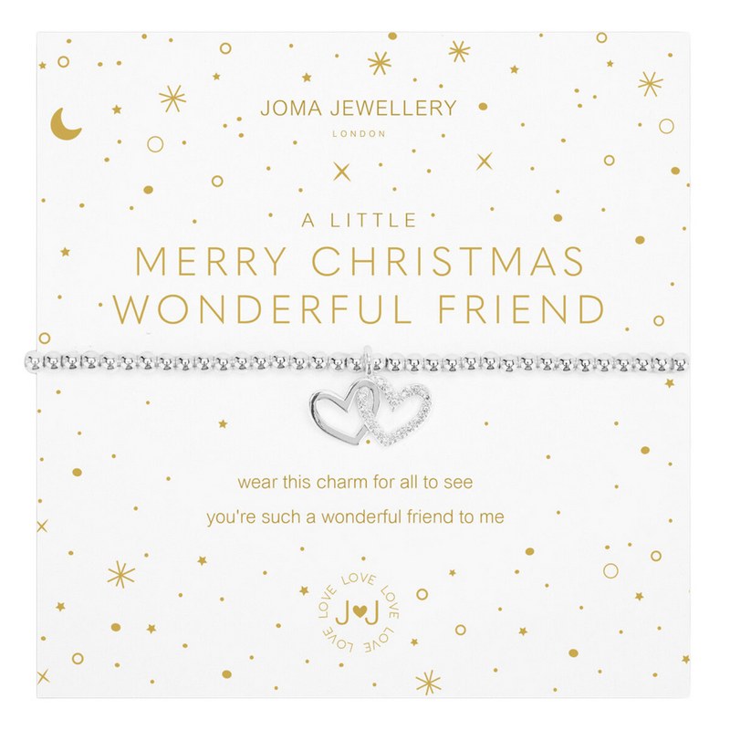 Joma Jewellery Christmas A Little Merry Christmas Wonderful Friend Bracelet 5428 on card