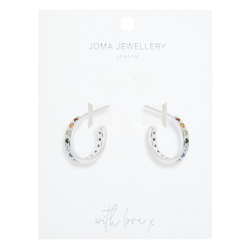Joma Jewellery Colours Of You Rainbow Hoop Earrings 5145 on card