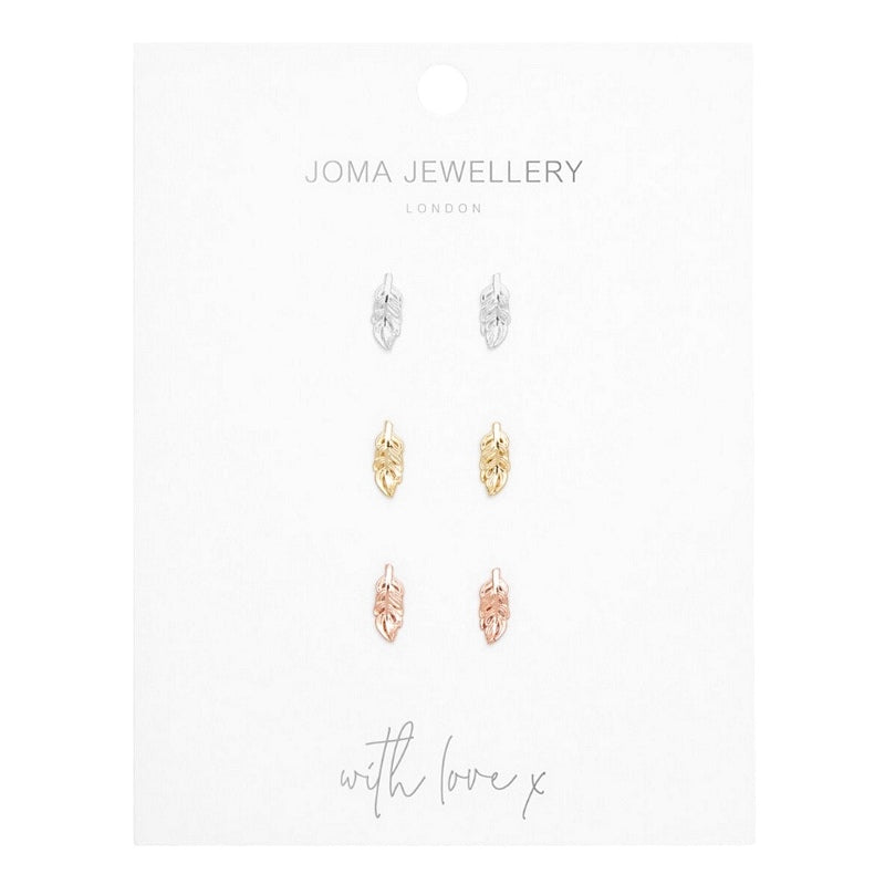 Joma Jewellery Florence Feathers Earrings Set 5358 on card