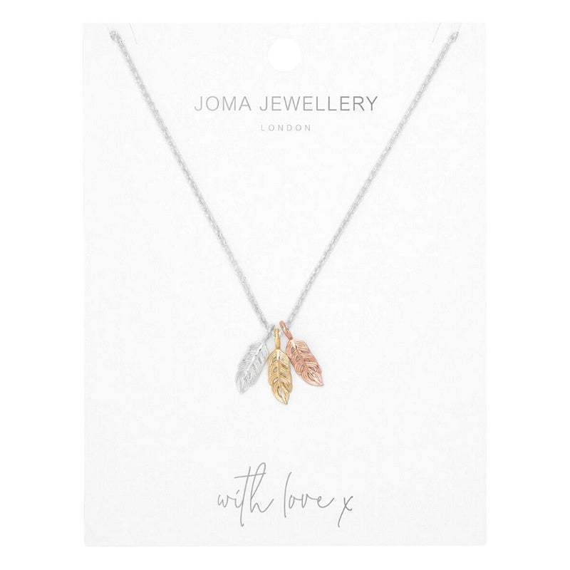 Joma Jewellery Florence Feathers Necklace 5357 on card