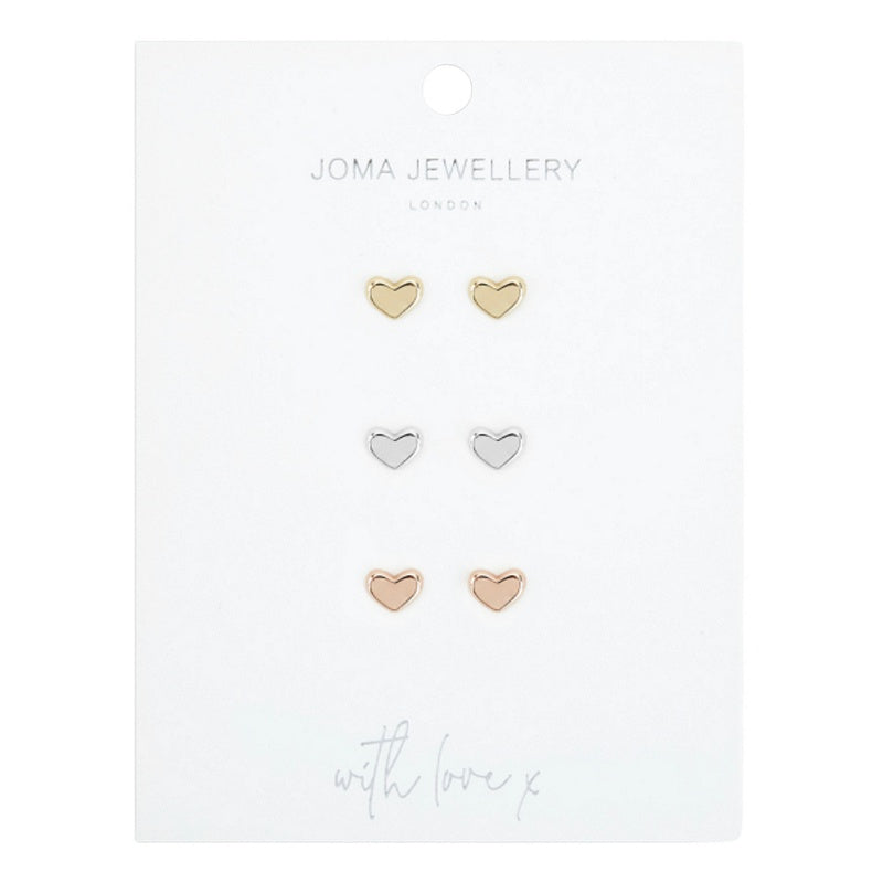 Joma Jewellery Florence Heart Stud Earrings 5120 on card