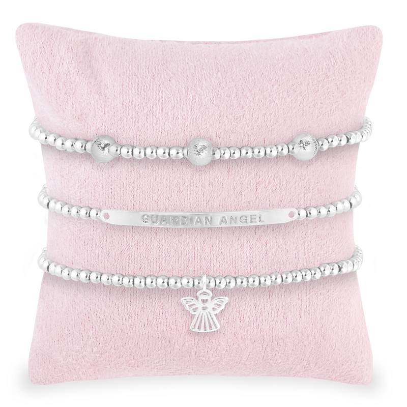 Joma Jewellery Guardian Angel Stacking Bracelets Occasion Gift Box 4650 on cushion