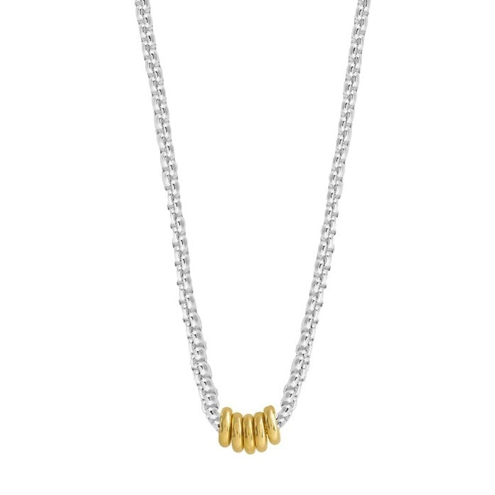 Joma Jewellery Halo Silver & Gold Plate Necklace 4521 detail