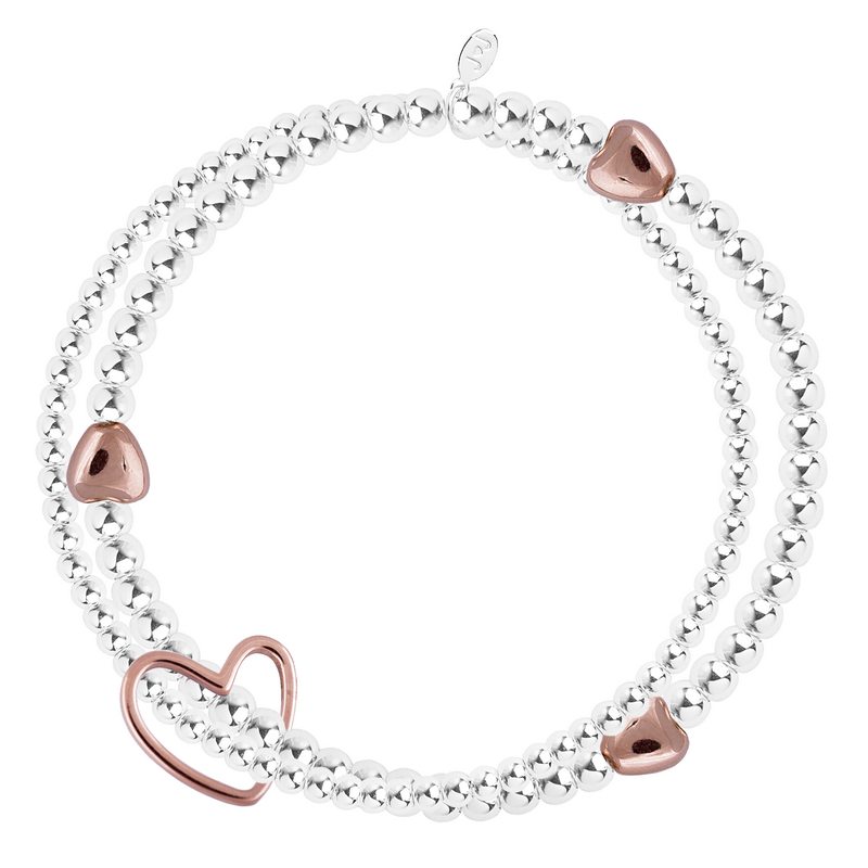 Joma Jewellery Lila Rose Gold and Silver Double Heart Bracelet