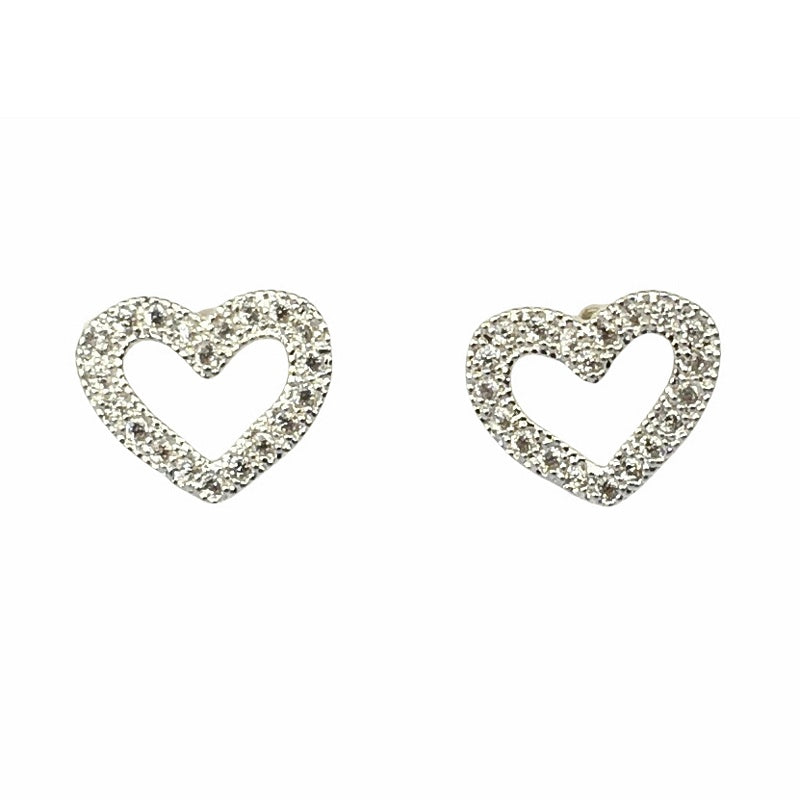 Joma Jewellery Lucia Lustre Heart Pave Stud Earrings front
