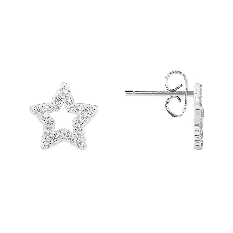 Joma Jewellery Lucia Lustre Star Organic Pave Stud Earrings 4810 front and side