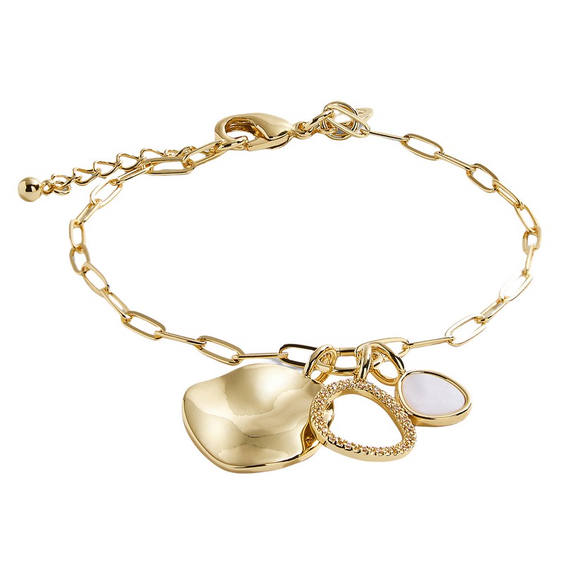 Joma Jewellery Riviera Mother of Pearl Hammered Gold Bracelet 5166 main