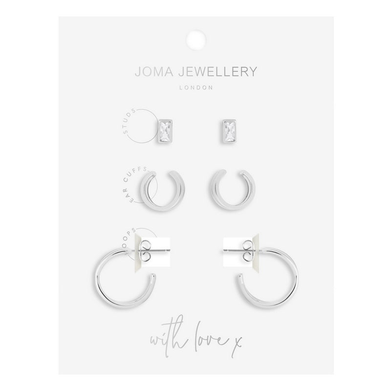 Joma Jewellery Tahlia Trio Gem Earring Cuff Pack 4831 on card