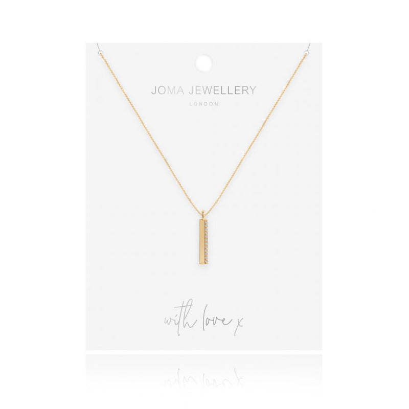 Joma Jewellery Alexis Gold-plated Bar Necklace 3298 on card