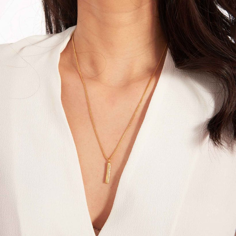 Joma Jewellery Alexis Gold-plated Bar Necklace 3298 on model