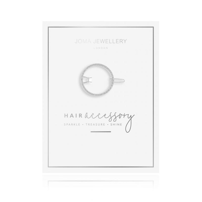 Joma Jewellery Pave Circle Hair Clip Silver 3331 on card