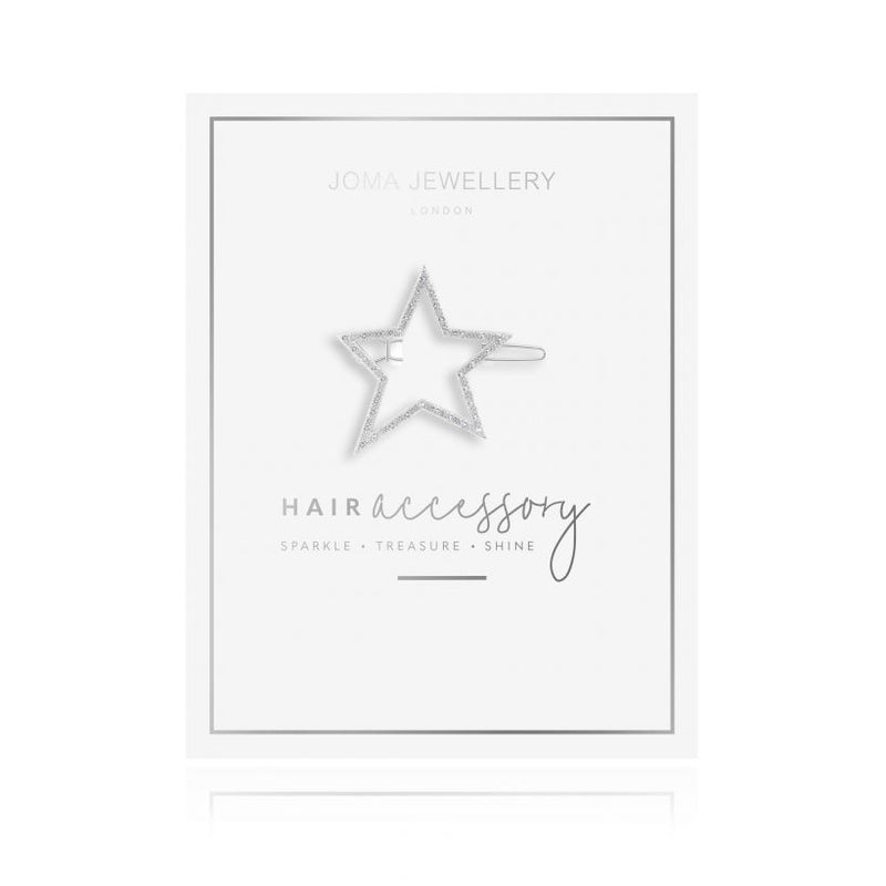 Joma Jewellery Pave Star Hair Clip Silver 3330 on card