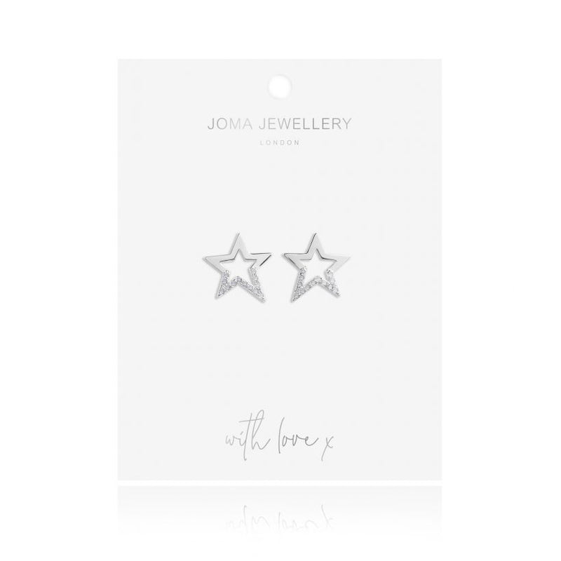 Joma Jewellery Piper Pave Dipped Star Stud Earrings 3295 on card