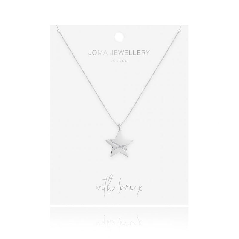 Joma Jewellery Piper Star Pave Stripe Necklace 3292 on card