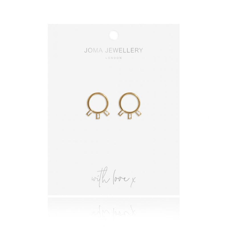 Joma Jewellery Statement Studs Crystal Circle Earrings 3300 on card